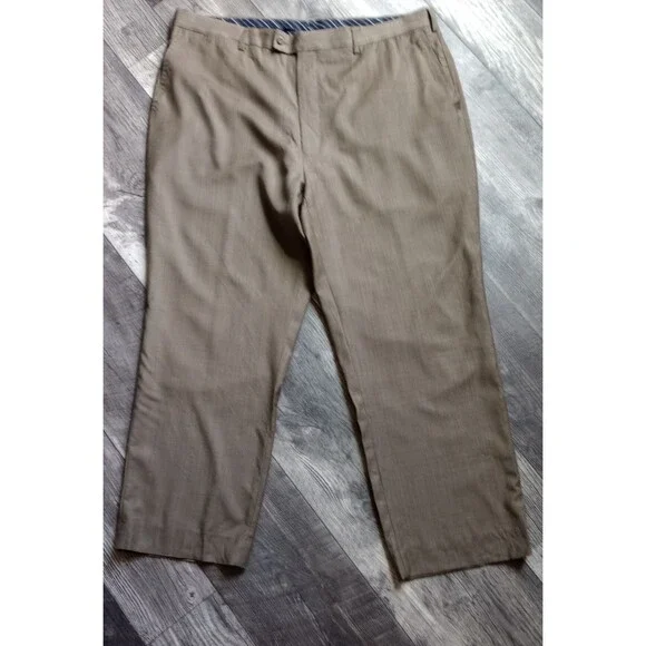 Louis Raphael Studio Mens's W42 L30  Tan 100% Merino Wool Dress Pants