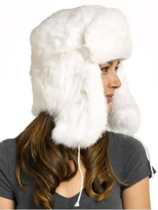 Mixit White Faux Fur Trapper Hat with Earflaps