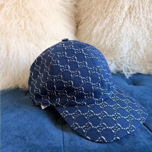 Gucci Navy Blue Monogram Baseball Cap