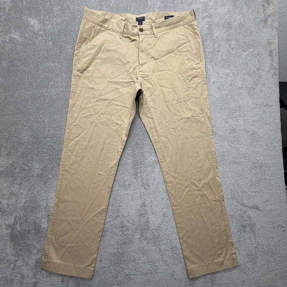 J.CREW Pants Mens Measured 35x30 Beige Chino Straight Flex Cotton Stretch