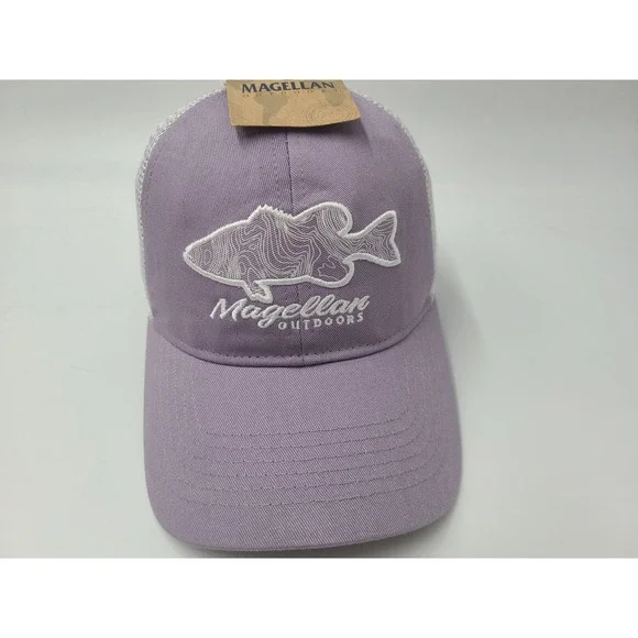 Women Magellan Outdoors Fish Mesh Trucker Snapback Hat‎ Cap Casual Purple White