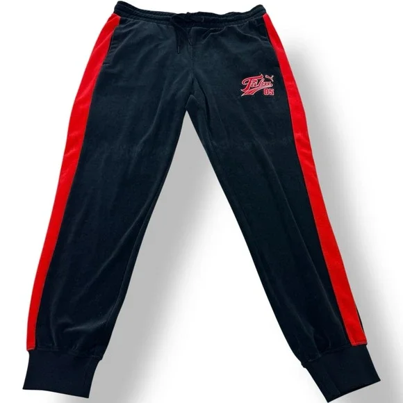 Puma x Fubu Black‎ Red Stripe Suede Jogger Sweatpants Men's Size Large NWT