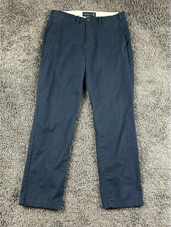 Abercrombie Fitch Mens Chino Pants 30x30 Navy Blue Straight Stretch Flat Front