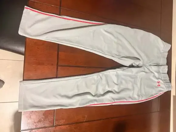 Under Armour Piped Baseball Pants Gray with Red Stripe