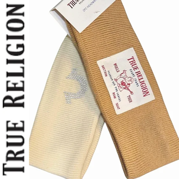 True‎ Religion 2-PC Rhinestone Horseshoe & Buddha Logo Head Wrap