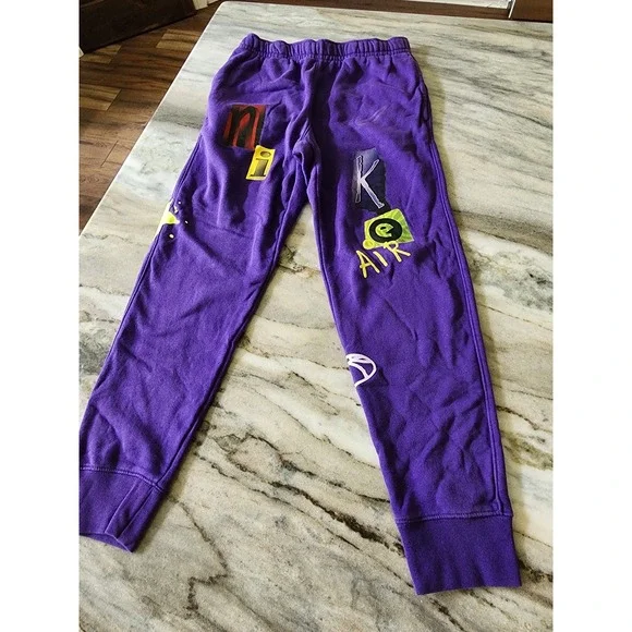 Nike Air Legacy Purple Ransom Note Graphic Fleece Jogger Sweatpants Mens Small S