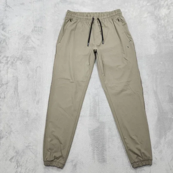 LEG3ND Pants Mens M Beige Jogger Elastic Waist Zip Pockets Stretch Athletic