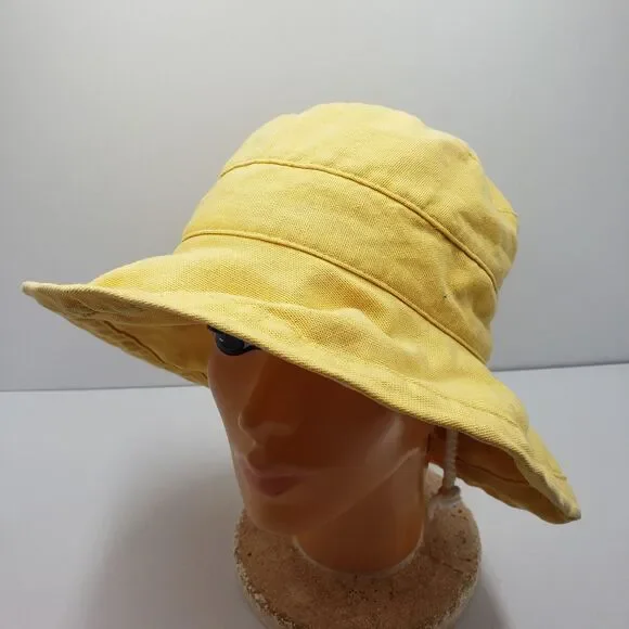 SCALA Collezione Hat OS One Size Cotton Canvas Mustard Yellow Bucket Sun Beach