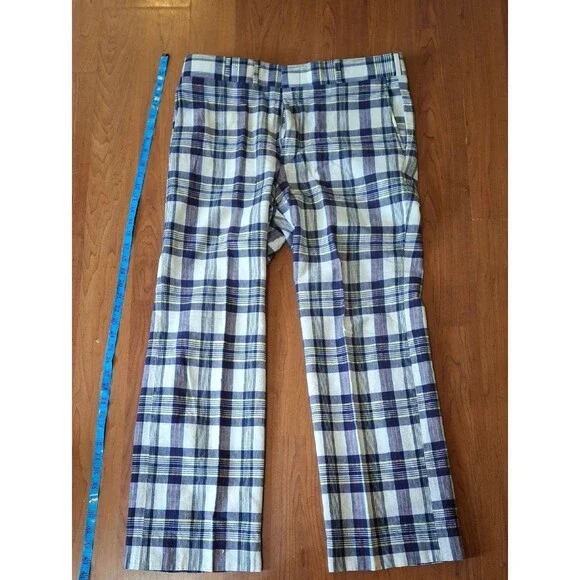 Men's Plaid Chino Pants in Blue and White (Mis332)