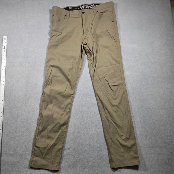 Wrangler Pants Mens 36x32 Tan Straight Leg All Terrain Gear Stretch Tan