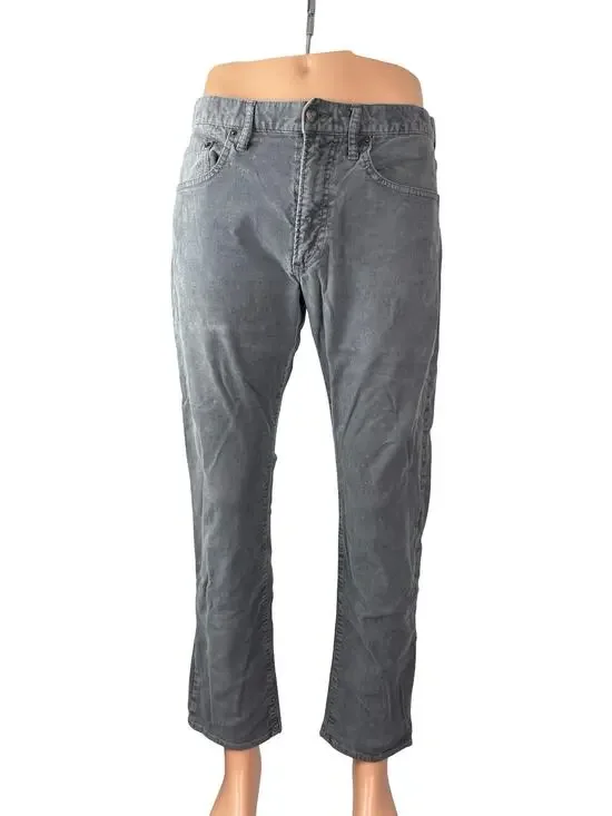 Gap Men's Gray Corduroy Slim Fit Mid Rise Trousers Pants Denim Jeans Size 32x30
