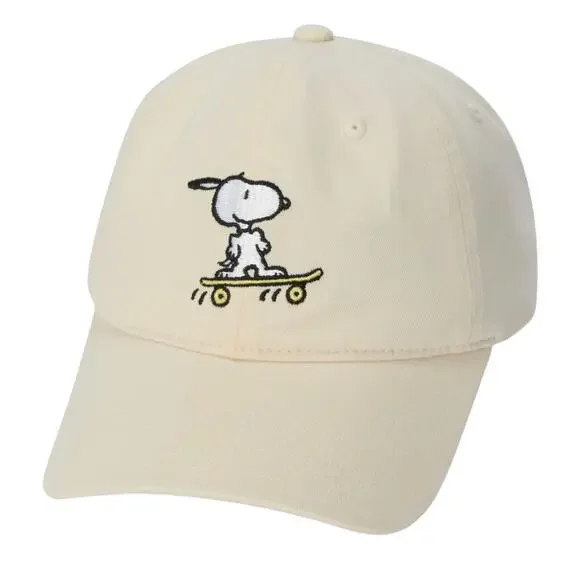 Peanuts Snoopy Skateboard Dad Hat, Cream, Adjustable Embroidered, One Size