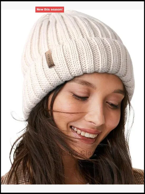 Fleece Lined Beanie Chunky Cable Knit Winter Snow Cap Fleece Lined Beanie