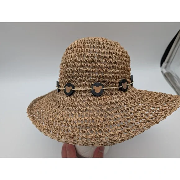 Disney Parks Mickey Mouse Natural Fiber Straw Sun Hat Tan WDWLG24-NAT One Size
