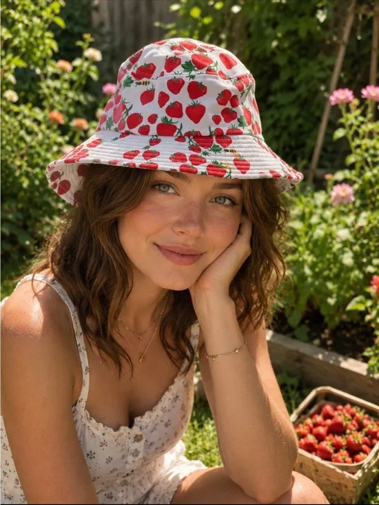 Helmstedt Strawberry Bucket Hat NWOT