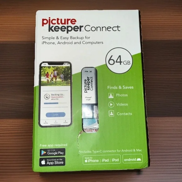 Picture Keeper‎ Connect 64GB USB-C Silver Backup Drive for iPhone iPad Android
