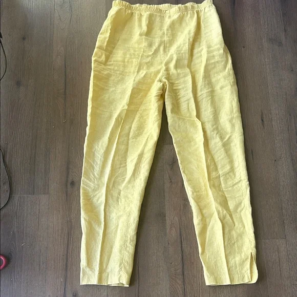 Laura Kieffer Vintage Lightweight Yellow Linen Pants !! Medium