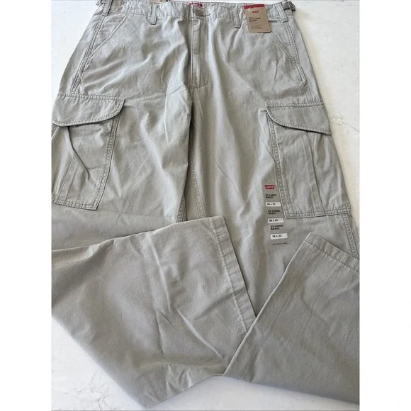 Levi's Mens XX Baggy Cargo Pants Size 36x32 Gray Khaki 100% Cotton Y2K Retro New