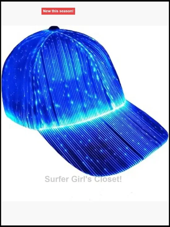Fiber Optic LED Baseball Hat with 7 Colors USB Rechargeable Light Up Cap for