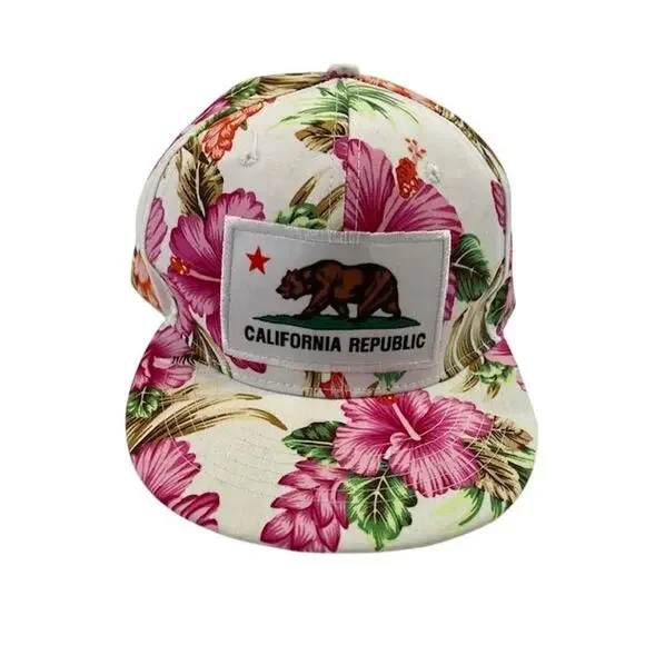 Unbranded California Republic Hawaiian Tropical print hat.