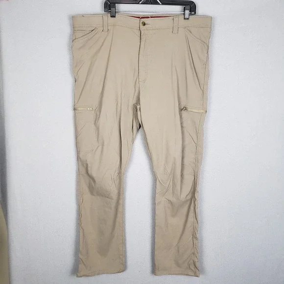 Wrangler Men's 44x30 Stretch Waist Cargo Pants Beige Nylon Gorpcore Utility Hike