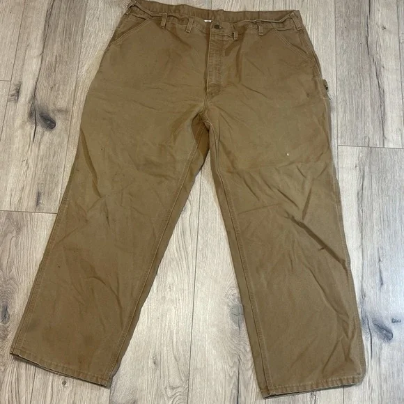 Carhartt  B11 Dungaree Fit Carpenter Canvas Pants Mens 44x32 Brown Distressed