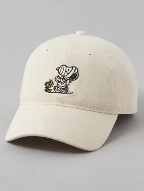 American Eagle x Peanuts Snoopy Skeleton Embroidered Baseball Cap Cream Hat
