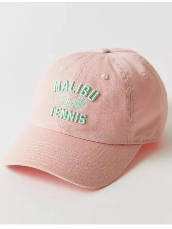 Urban Outfitters Malibu Tennis Club Pink Mint Green Embroidered Baseball Cap Hat