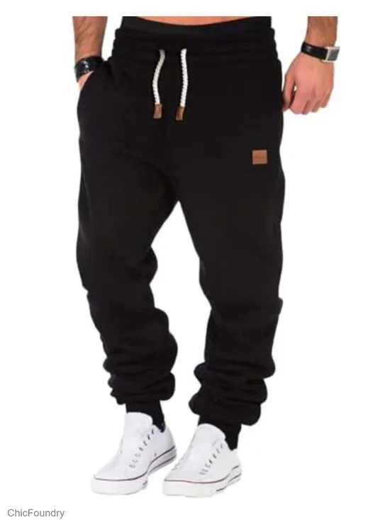 Fleece Sweatpants Heavyweight Elastic Waist Tapered Joggers with Pockets