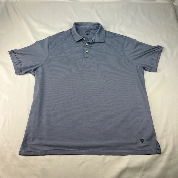 Cremieux Performance Golf Athletic‎ Striped Blue Polo Shirt