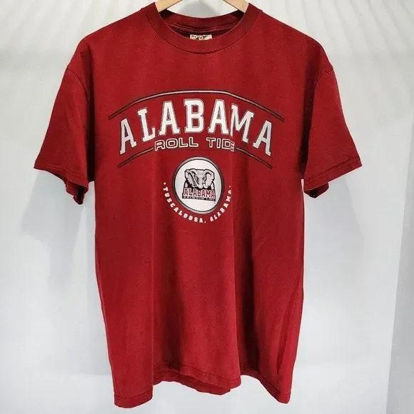 Alabama Football Crimson Tide Vintage Red Oak Shirt Red USA Made Rare Size Large