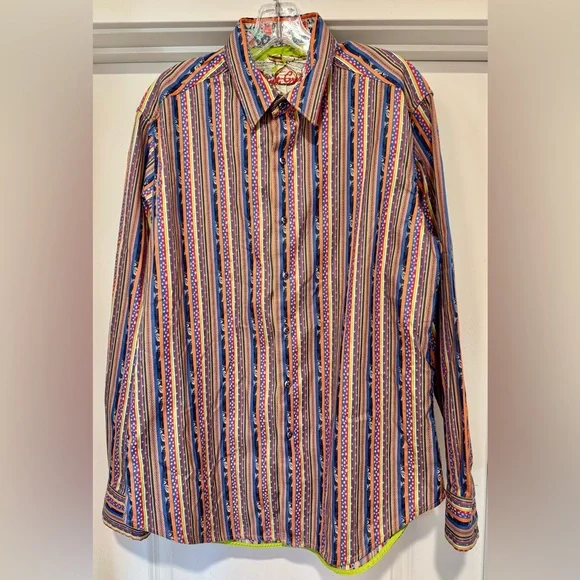 Robert Graham Vibrant Striped‎ Button Down Shirt EUC