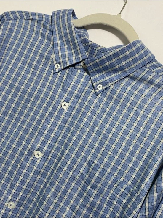 Onward Reserve Shirt Men’s XL Blue Plaid Button Up Tailored Fit