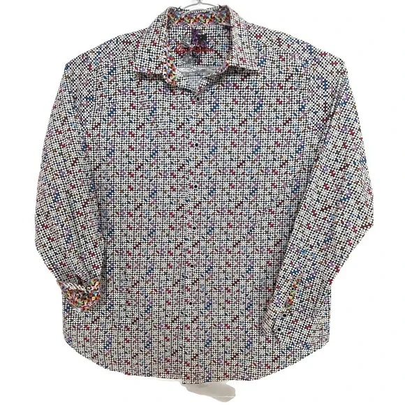 Robert‎ Graham Long Sleeve Shirt Mens XL Multicolor Classic Geometric Dot Cotton