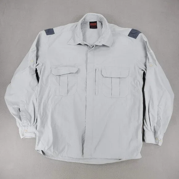 Mammut Gray Long Sleeve Men’s Size M Outdoor‎ Hiking Shirt Nylon Pockets Trail