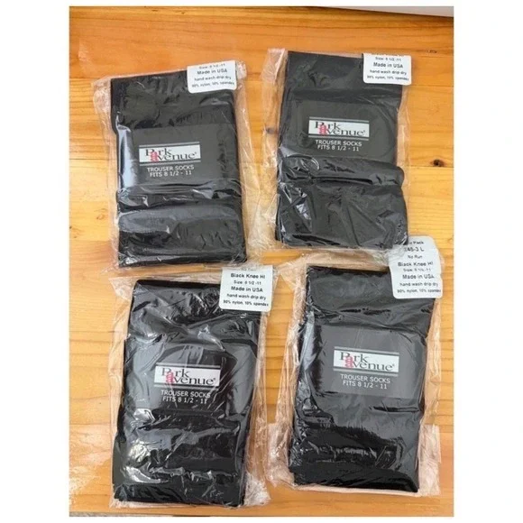 Park Avenue Knee-High Trouser Socks – Black – 12 Pairs‎ (4 Packs) – NWT