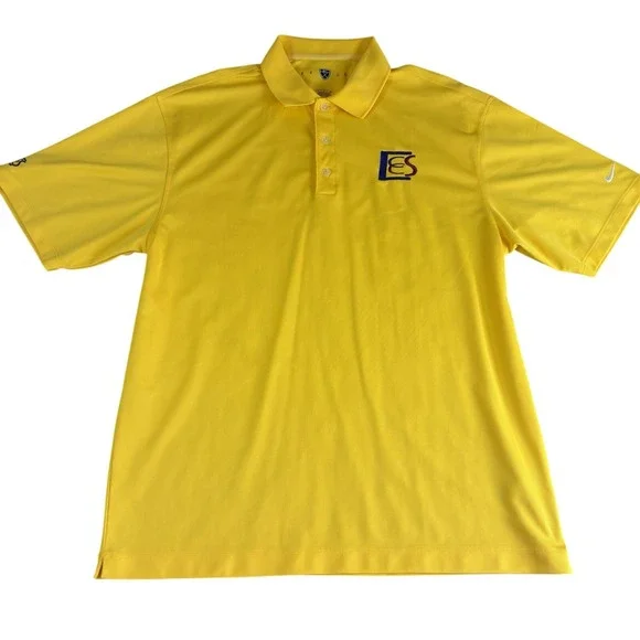 Nike‎ Golf Polo Shirt Men L Yellow Fit Dry Short Sleeve Performance Sportswear