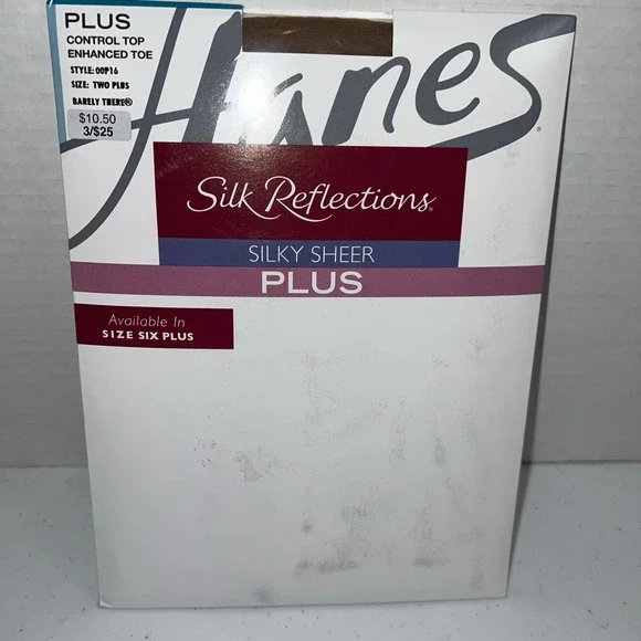 Hanes Size Two Plus Barely There control top  silky sheer Pantyhose NIB