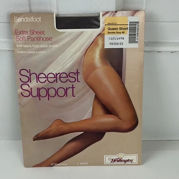 Vintage JC Penney Sheerest Support Sheer Pantyhose Size Queen Short JCP
