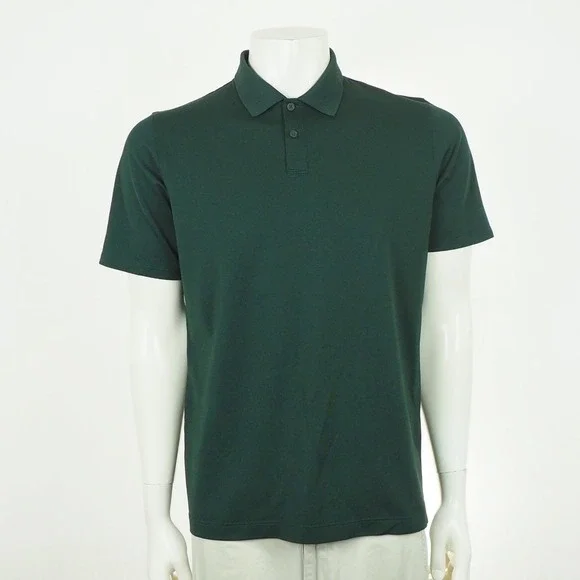 Lululemon Evolution Polo Shirt Mens Medium Dark Green Stretch Golf Casual Tech