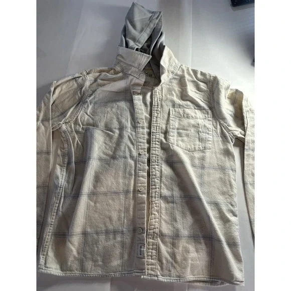 Hollister Men's L Plaid Flannel Button-Up Long Sleeve Shirt Gray White