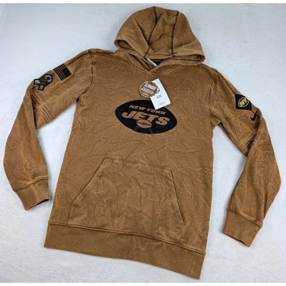 New‎ York Jets Salute to Service Nike Hoodie Youth Large Brown NFL NWT