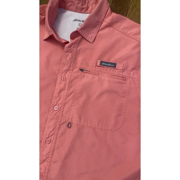 Eddie Bauer Performance Shirt‎ Men's Size Large Salmon Vented Fishing Gorpcore