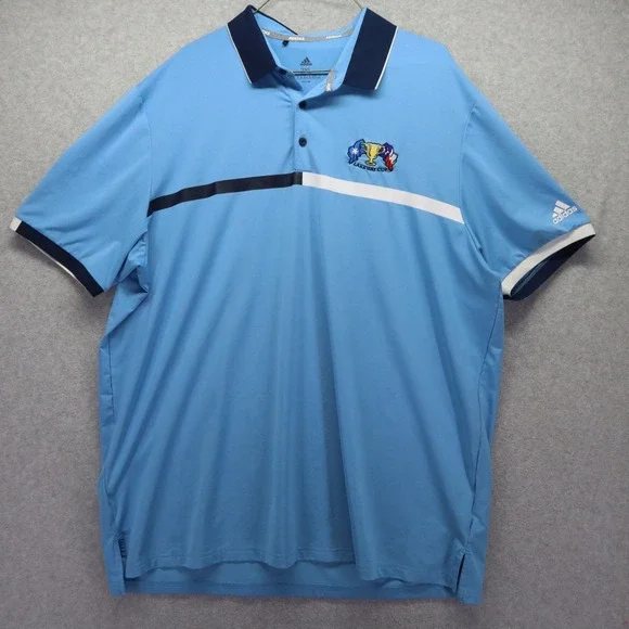 Adidas Polo Shirt Mens 2XL XXL Performance Golf Blue Short Sleeve Lakeway Cup‎