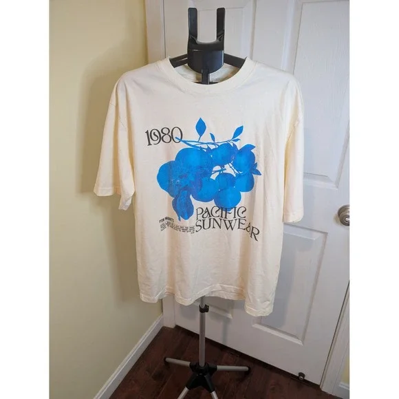 PacSun Graphic T-Shirt Cream‎ 1980 Pacific Sunwear Fruit Lemons - Size L