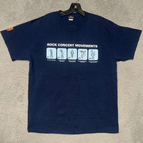 Universal Studios Blue Man Group T‎ Shirt Men's Sz L Blue Rock Concert Movements