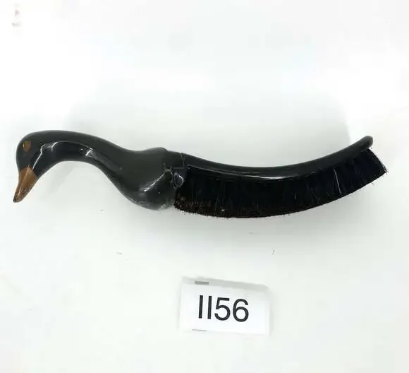 Vintage 1960s England Duck Shaped Handle Shoe Brush Bakelite All Hair Curved