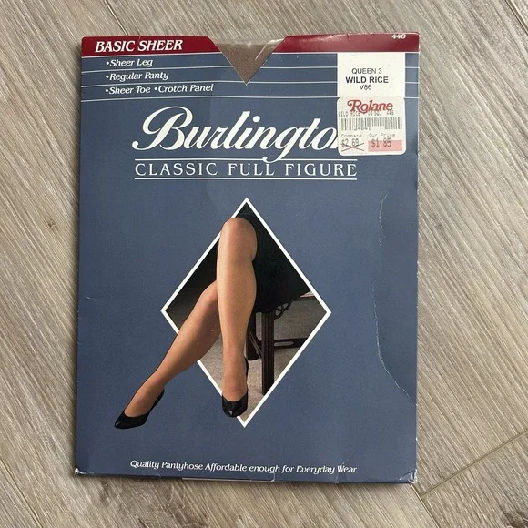 Burlington‎ Pantyhose Classic Full Figure Queen 3 Wild Rice V86