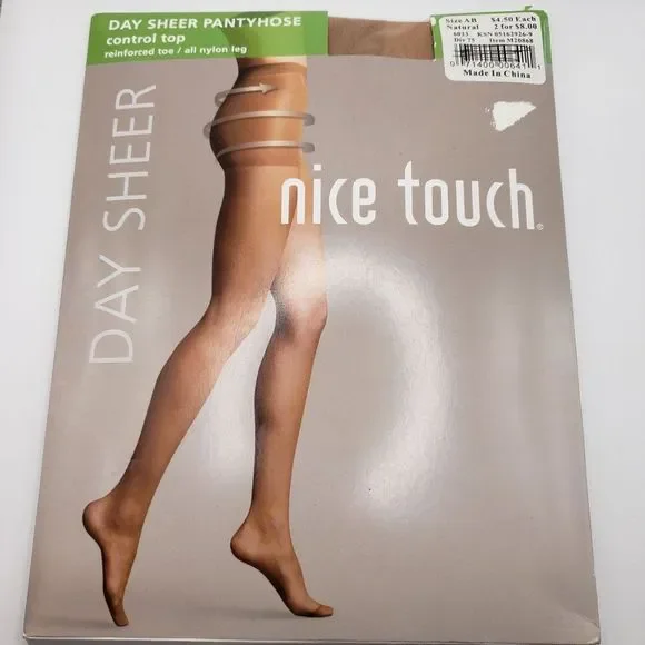Sears Vintage Nice Touch Day Sheer Pantyhose Control Top Reinforced Toes Size AB