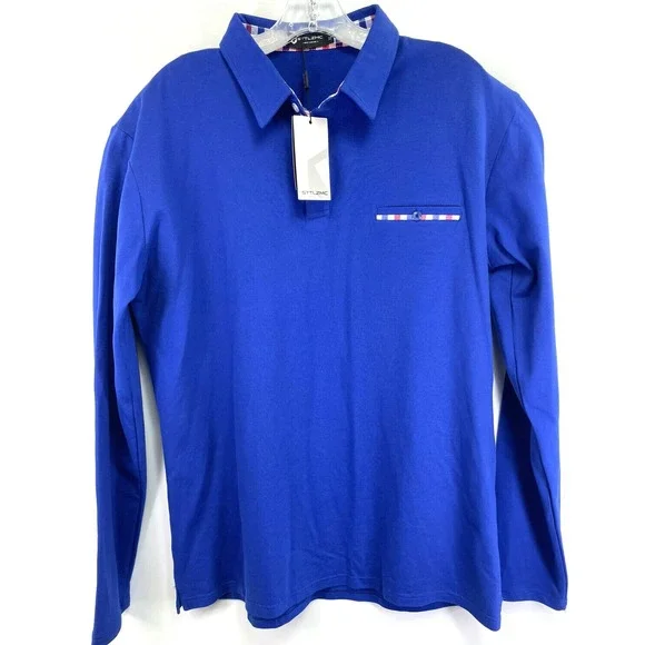 STTLZMC Mens Sz XL Blue Logo L/S Polo Shirt‎ (K9) NWTs